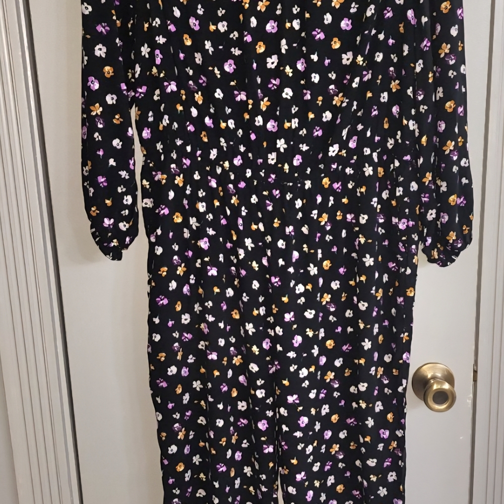 Old Navy Floral Jumpsuit - Black, White, Yellow, Purple